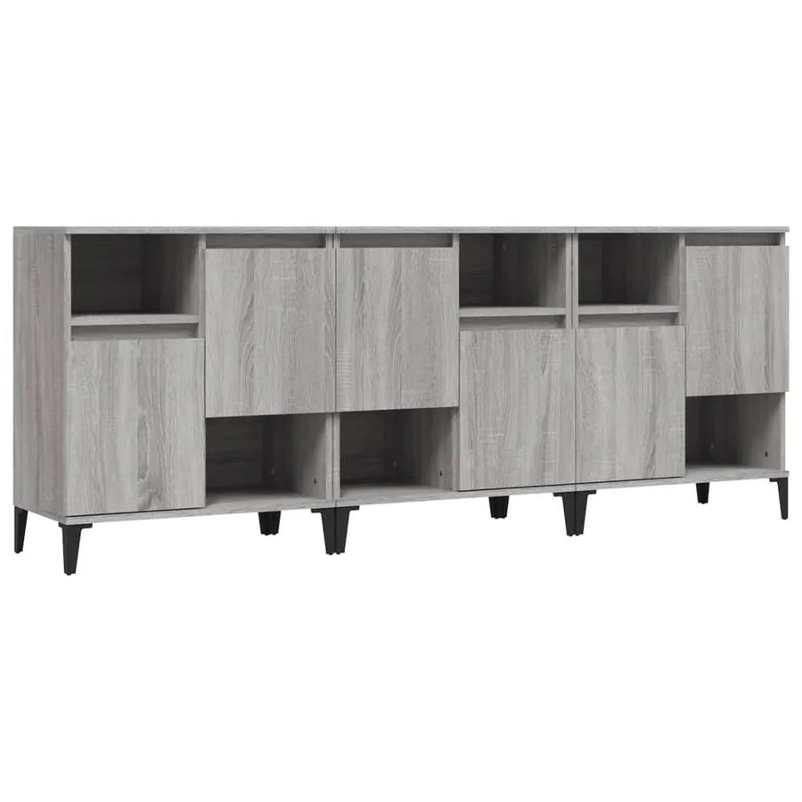 Buffets 3 pcs sonoma gris 60x35x70 cm bois d'ingénierie - 2