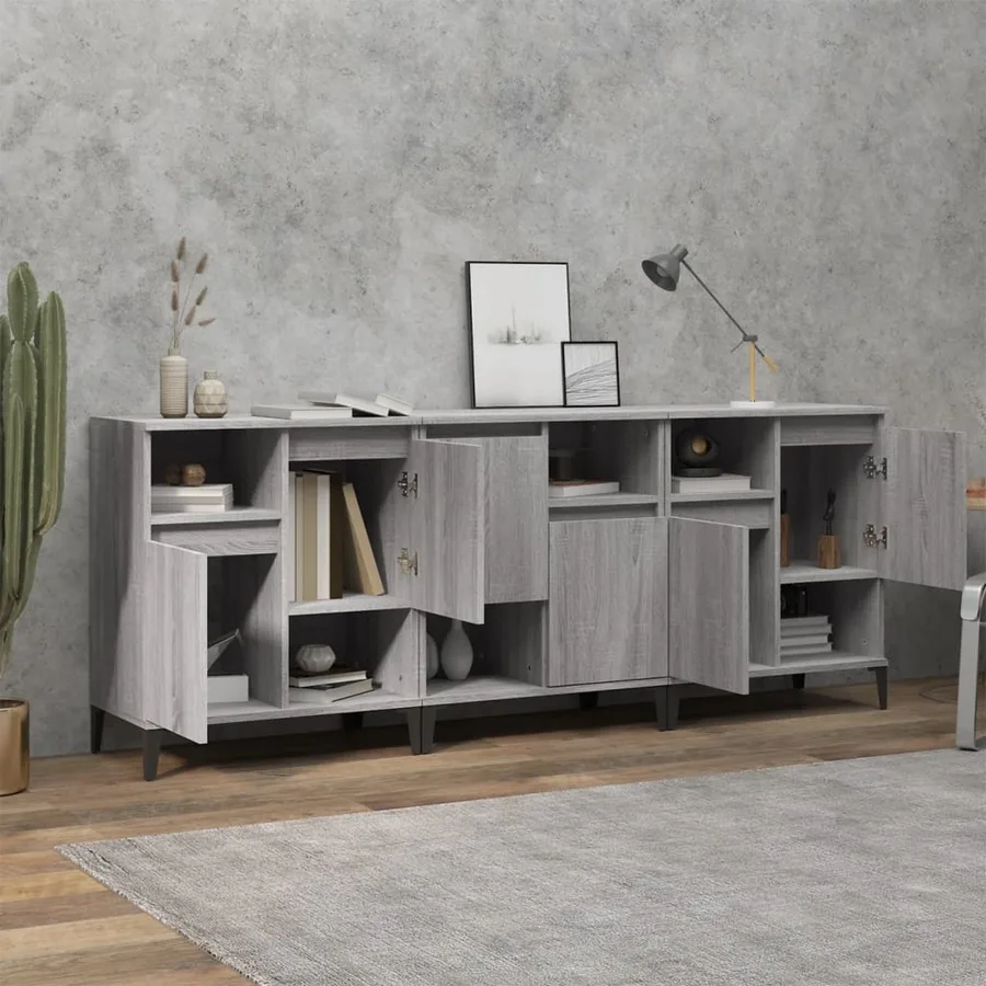 Buffets 3 pcs sonoma gris 60x35x70 cm bois d'ingénierie - 3