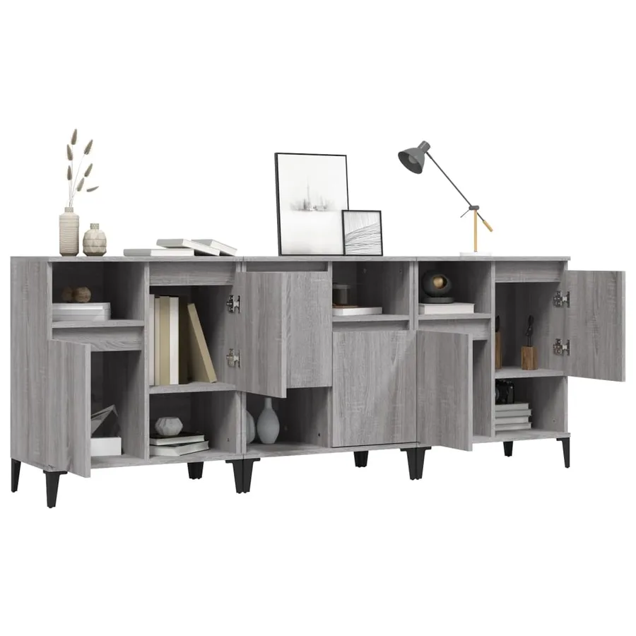 Buffets 3 pcs sonoma gris 60x35x70 cm bois d'ingénierie - 4