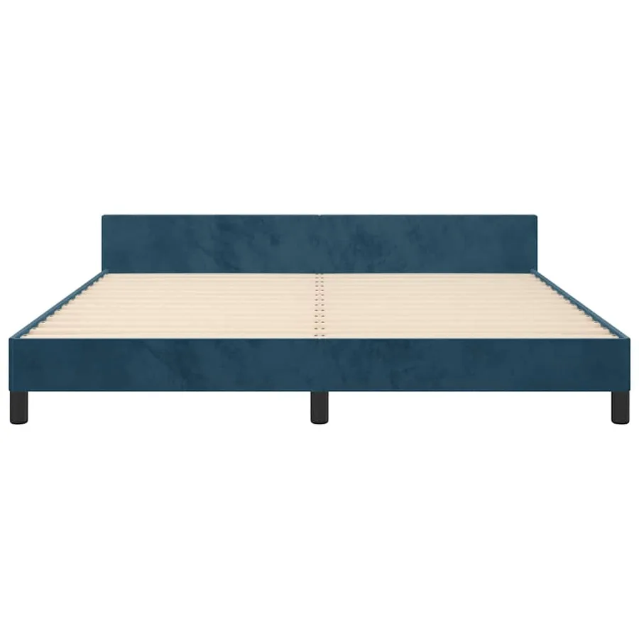 Cadre de lit sans matelas bleu foncé 160x200 cm velours - 6