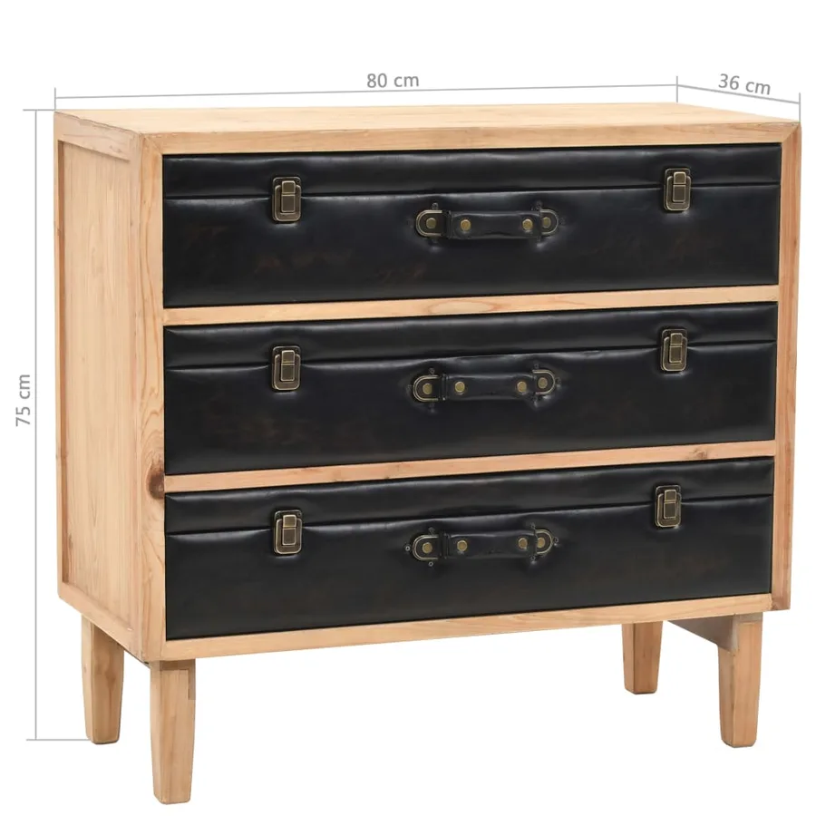 Armoire à tiroirs bois de sapin massif 80x36x75 cm - 10