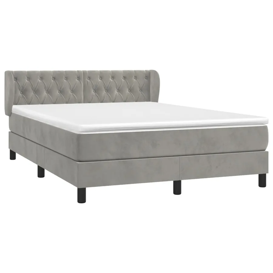 Sommier à lattes de lit et matelas Gris clair 140x200cm Velours - 3