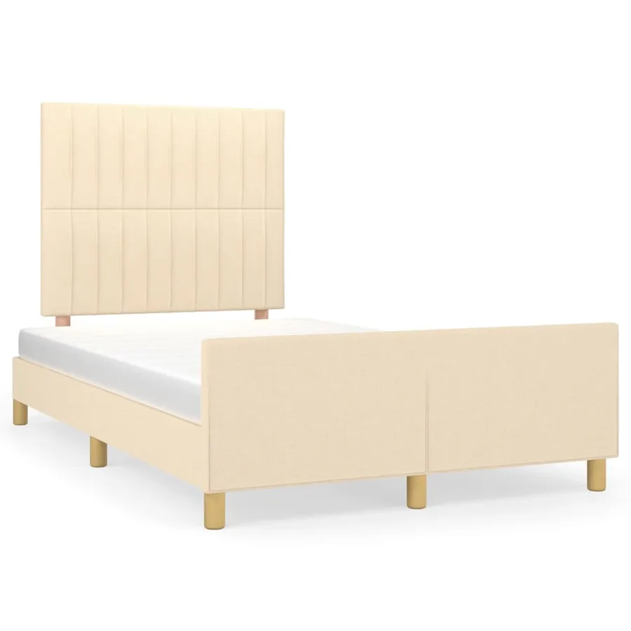 Cadre de lit sans matelas crème 120x200 cm tissu - 2