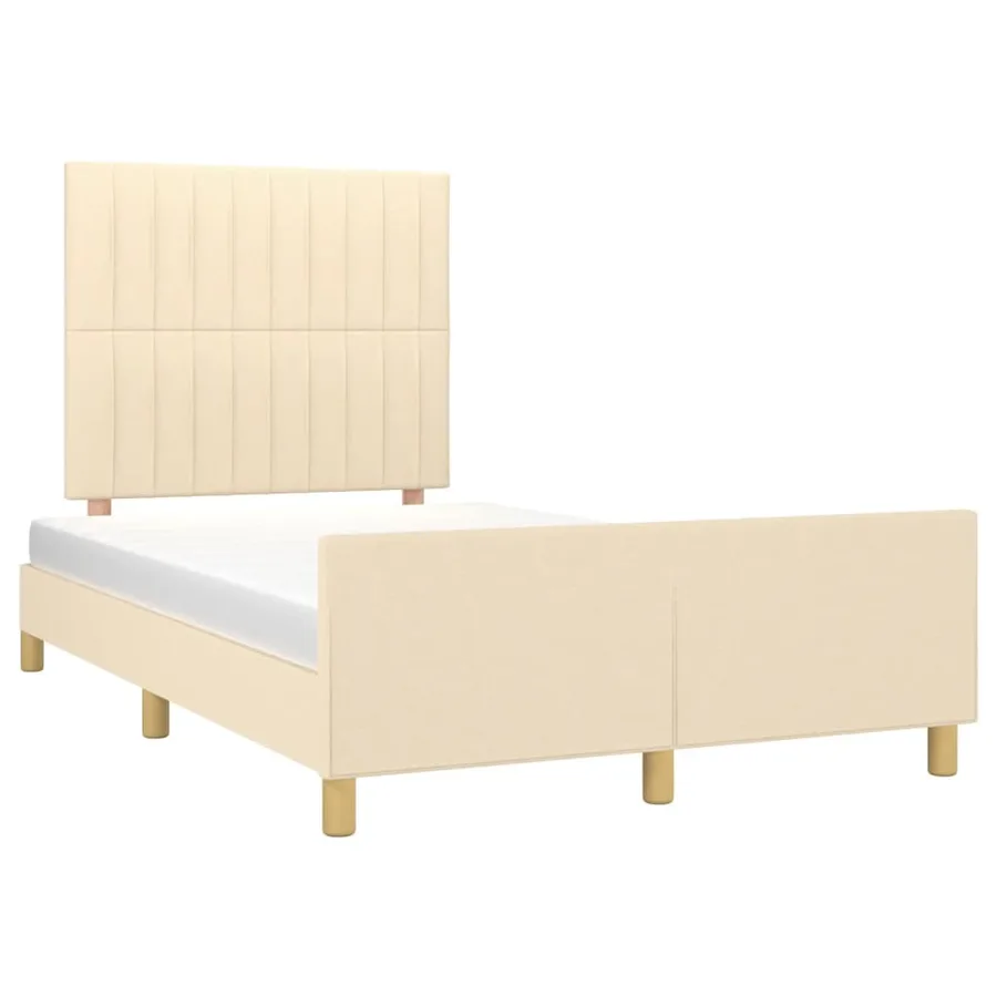 Cadre de lit sans matelas crème 120x200 cm tissu - 3