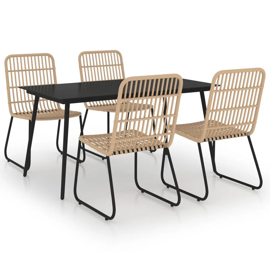 Ensemble à manger d'extérieur 5 pcs résine tressée et verre - 2