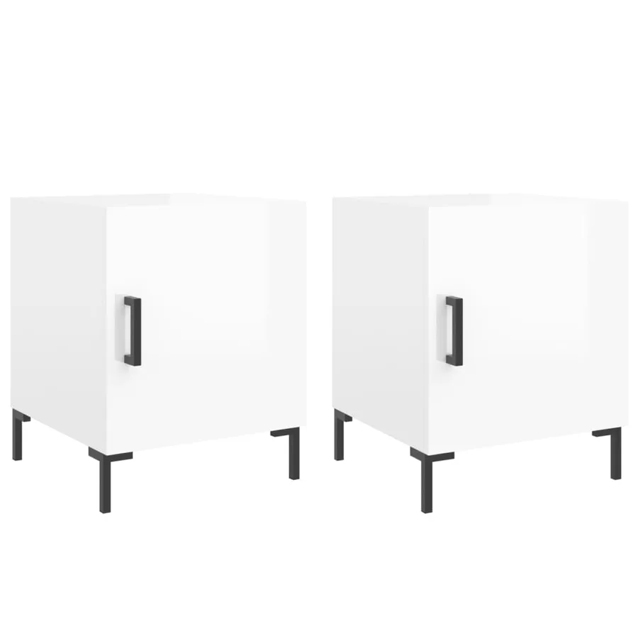 Tables de chevet 2 pcs blanc brillant 40x40x50 cm - 2