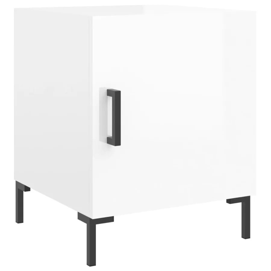 Tables de chevet 2 pcs blanc brillant 40x40x50 cm - 3