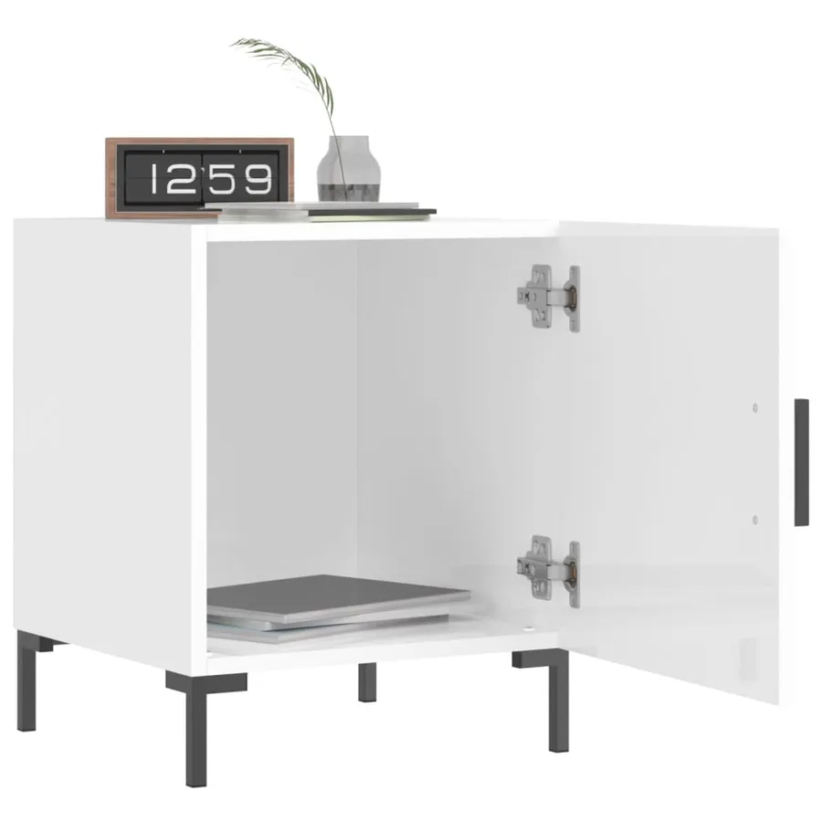 Tables de chevet 2 pcs blanc brillant 40x40x50 cm - 9