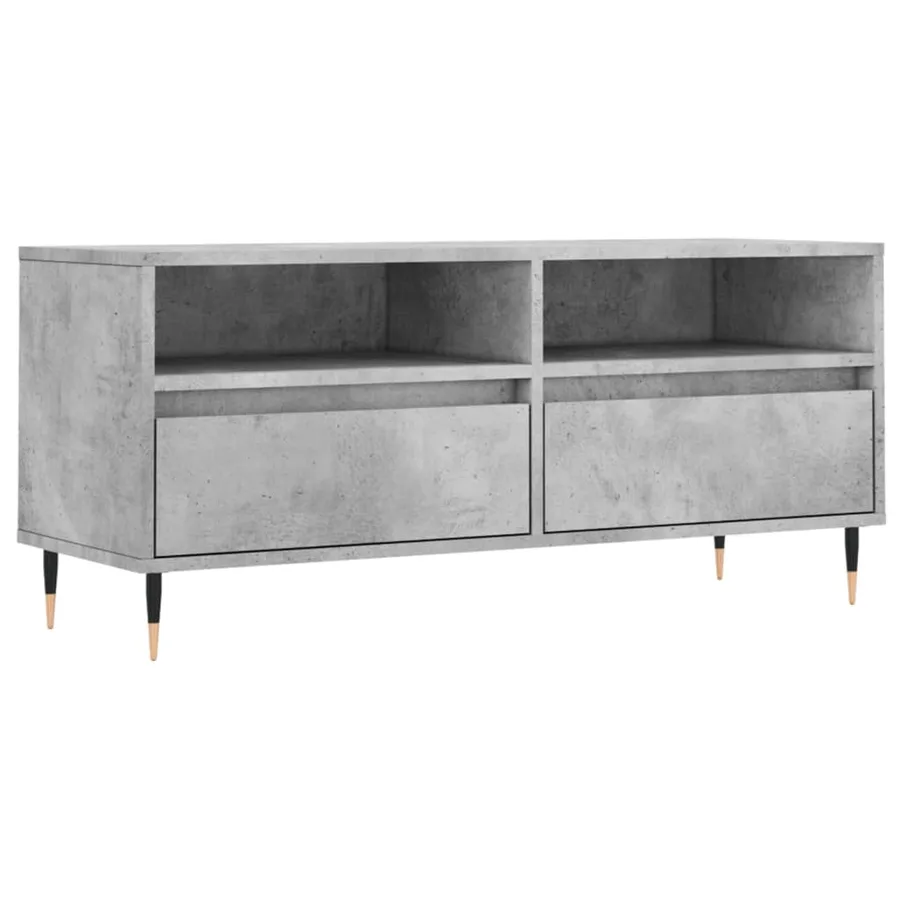 Meuble TV gris béton 100x34,5x44,5 cm bois d'ingénierie - 2