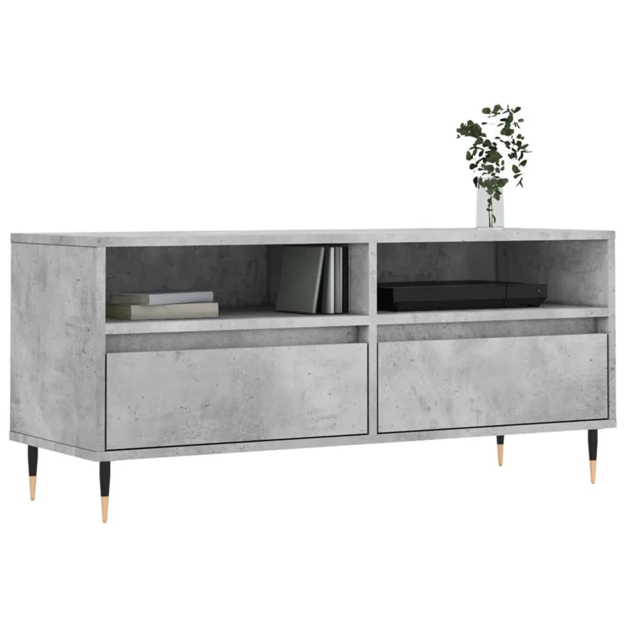 Meuble TV gris béton 100x34,5x44,5 cm bois d'ingénierie - 3