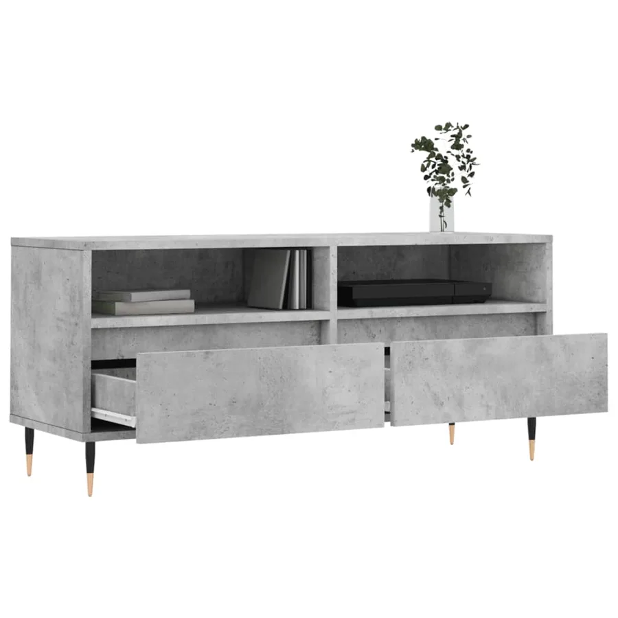 Meuble TV gris béton 100x34,5x44,5 cm bois d'ingénierie - 4