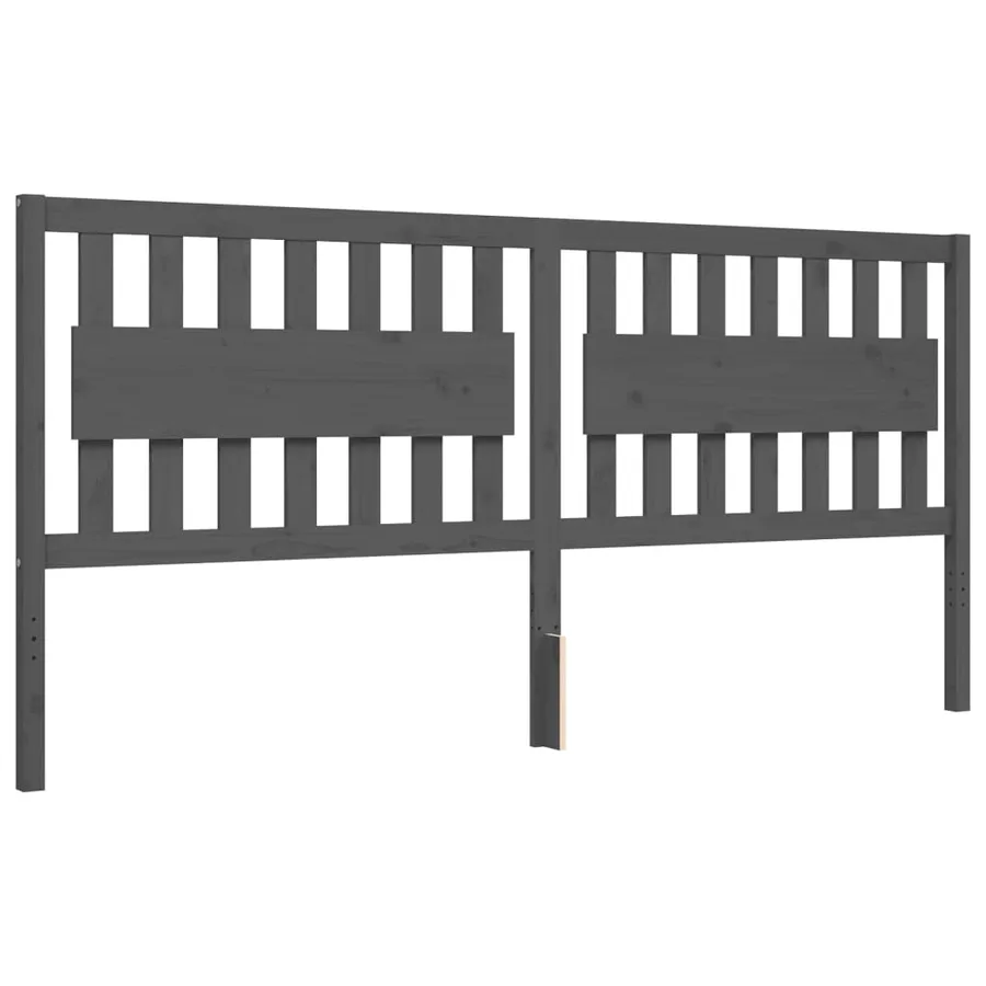 Cadre de lit sans matelas gris 200x200 cm bois massif - 8
