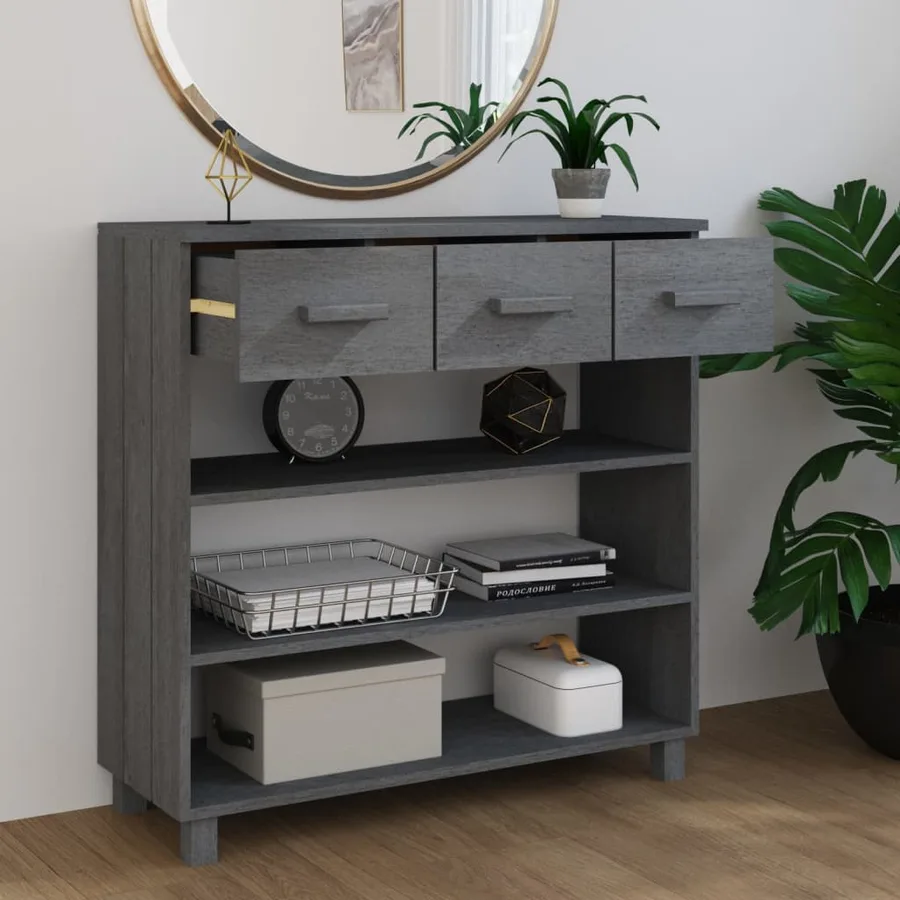 Table console HAMAR Gris foncé 90x35x90 cm Bois massif de pin - 3