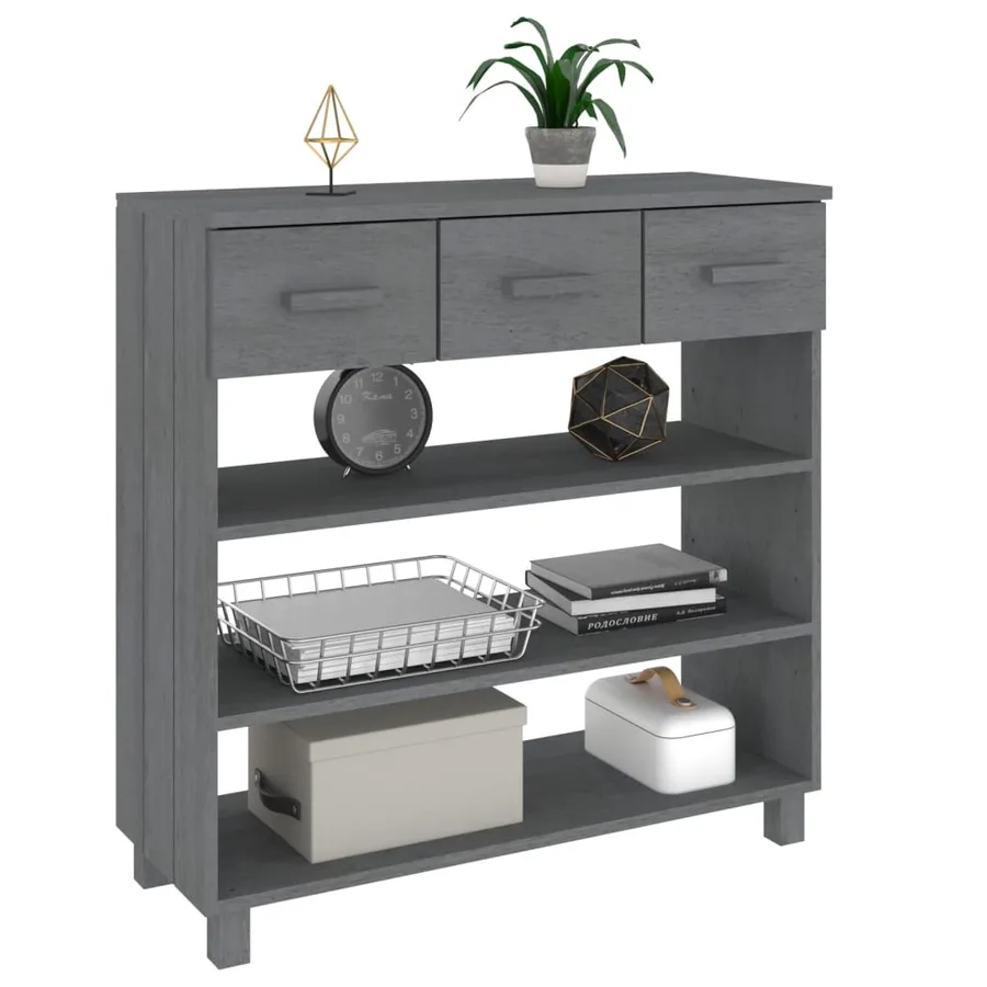Table console HAMAR Gris foncé 90x35x90 cm Bois massif de pin - 4