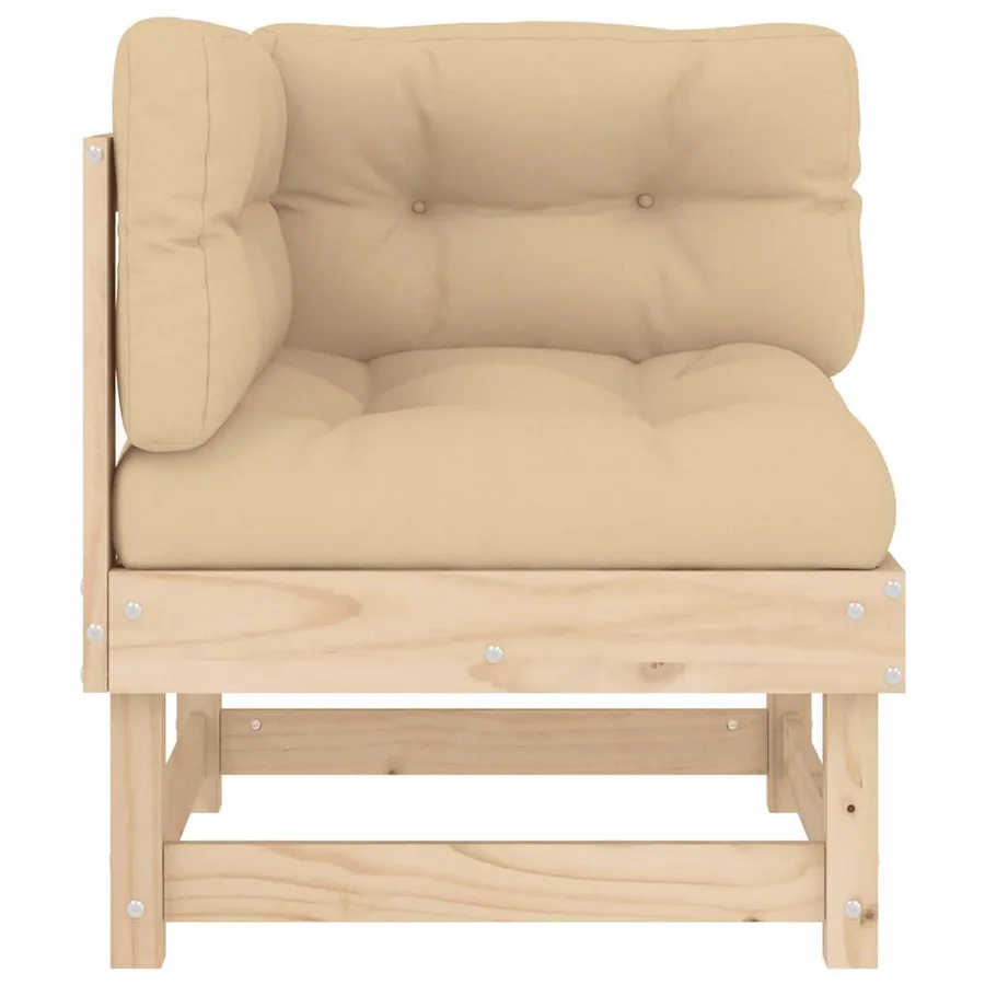 Canapé d'angle avec coussins bois de pin solide - 3