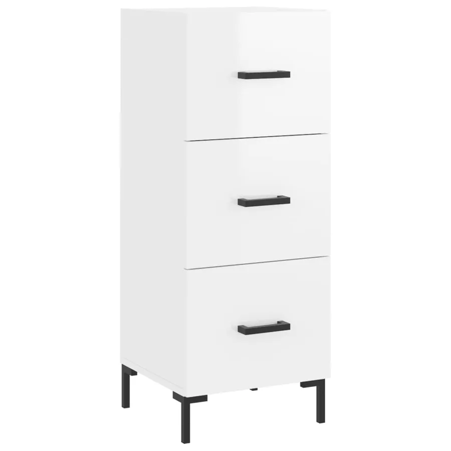 Buffet Blanc brillant 34,5x34x90 cm Bois d'ingénierie - 2