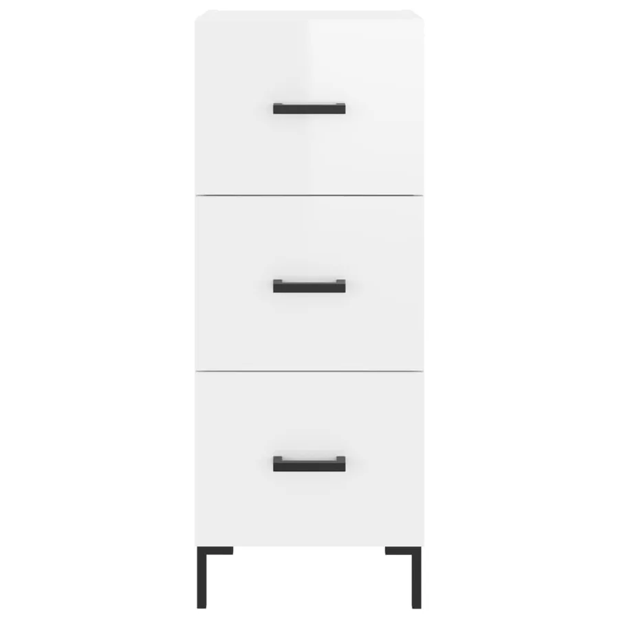Buffet Blanc brillant 34,5x34x90 cm Bois d'ingénierie - 6