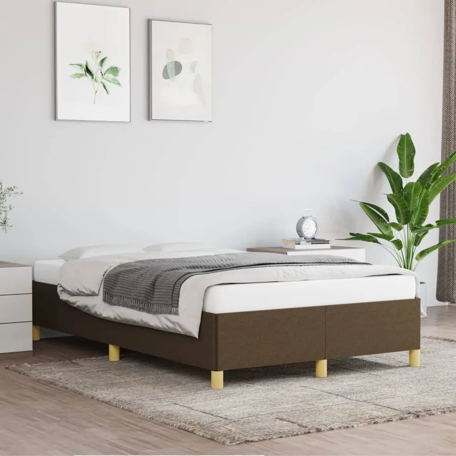 Cadre de lit sans matelas marron foncé 120x200 cm tissu
