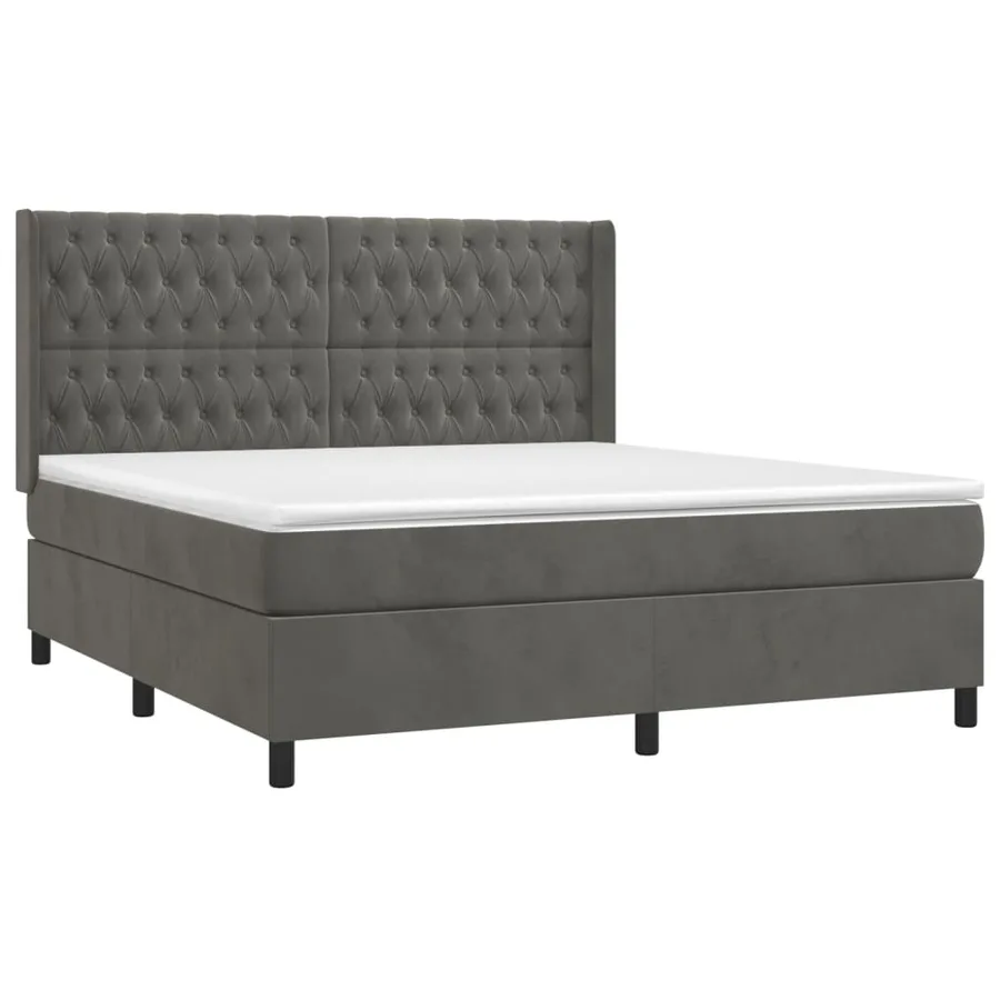 Sommier à lattes de lit matelas et LED Gris foncé 180x200 cm - 4