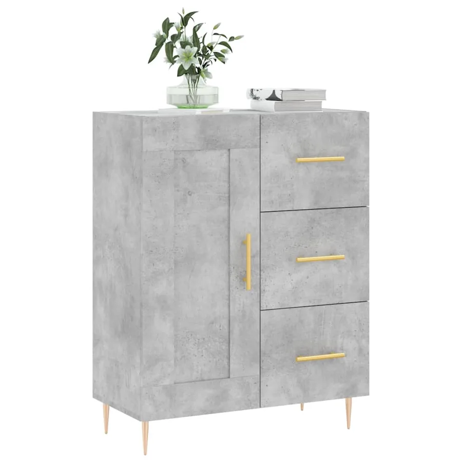 Buffet gris béton 69,5x34x90 cm bois d'ingénierie - 3