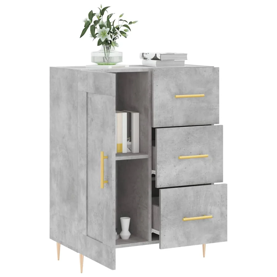 Buffet gris béton 69,5x34x90 cm bois d'ingénierie - 4
