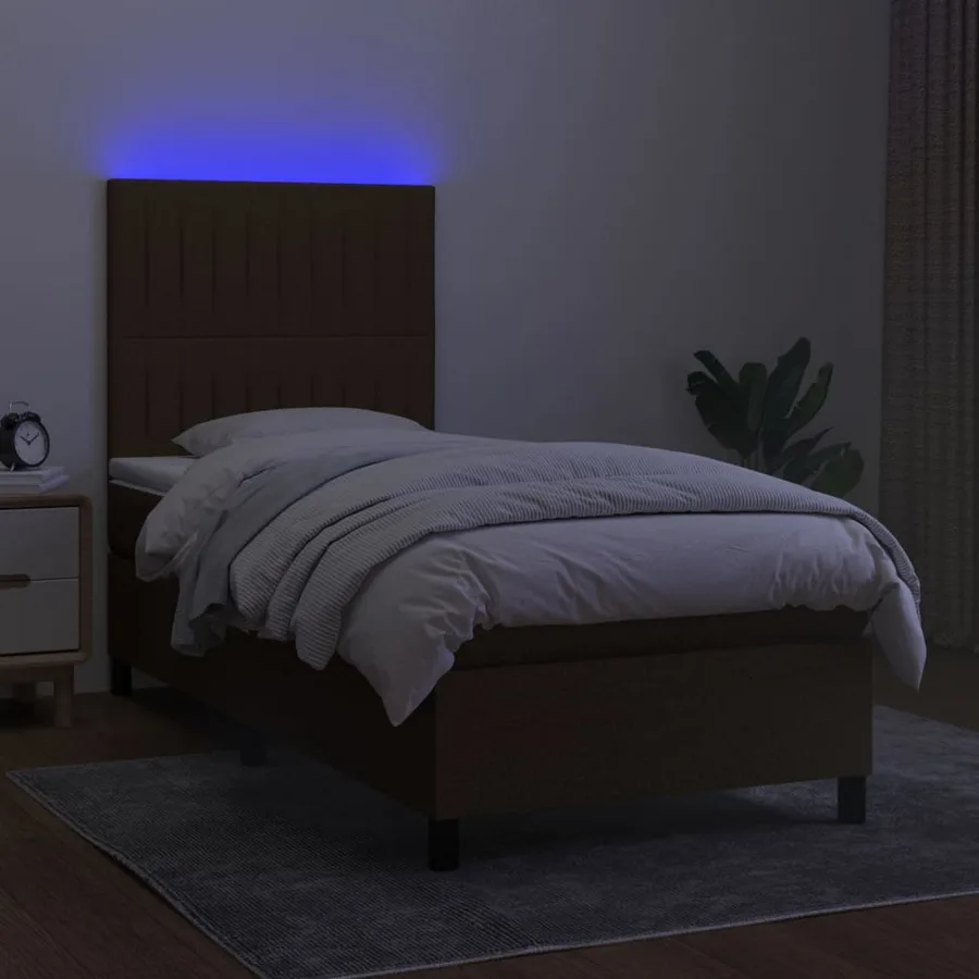 Sommier à lattes de lit matelas et LED Marron foncé 100x200cm - 4