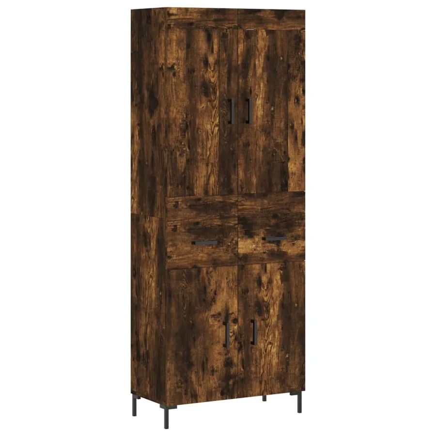 Buffet haut Chêne fumé 69,5x34x180 cm Bois d'ingénierie - 2