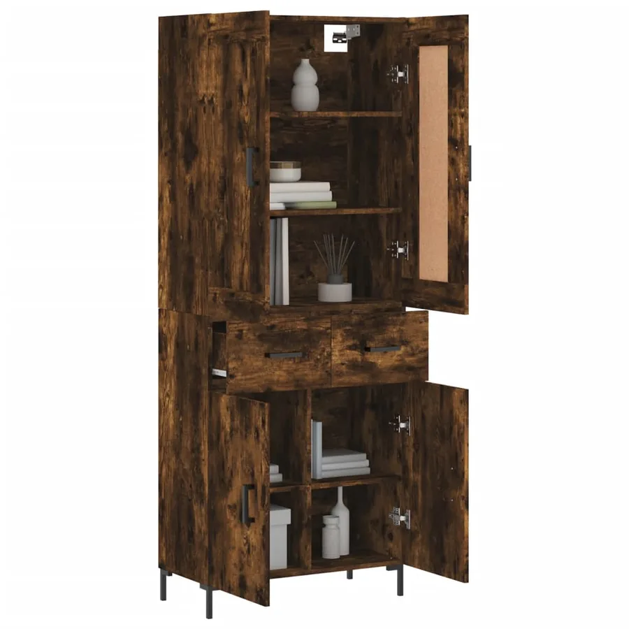 Buffet haut Chêne fumé 69,5x34x180 cm Bois d'ingénierie - 3