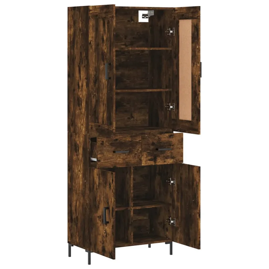 Buffet haut Chêne fumé 69,5x34x180 cm Bois d'ingénierie - 4