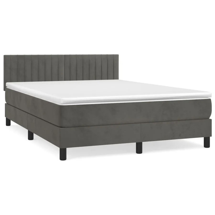 Sommier à lattes de lit et matelas Gris foncé 140x200cm Velours - 2