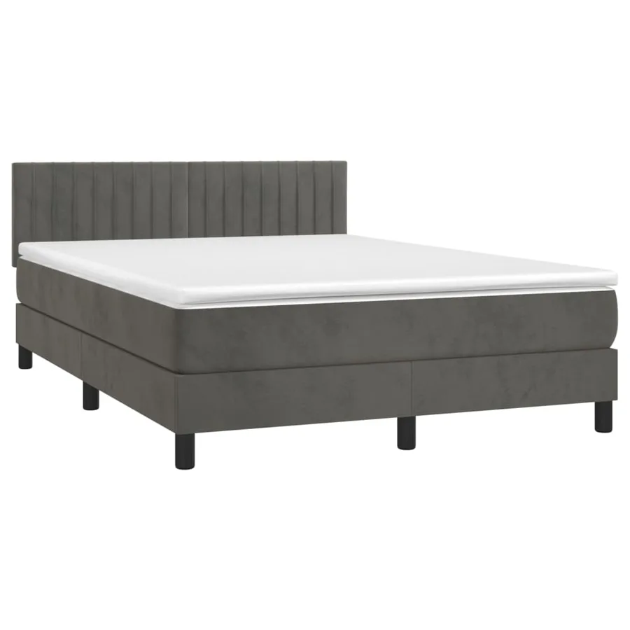 Sommier à lattes de lit et matelas Gris foncé 140x200cm Velours - 3
