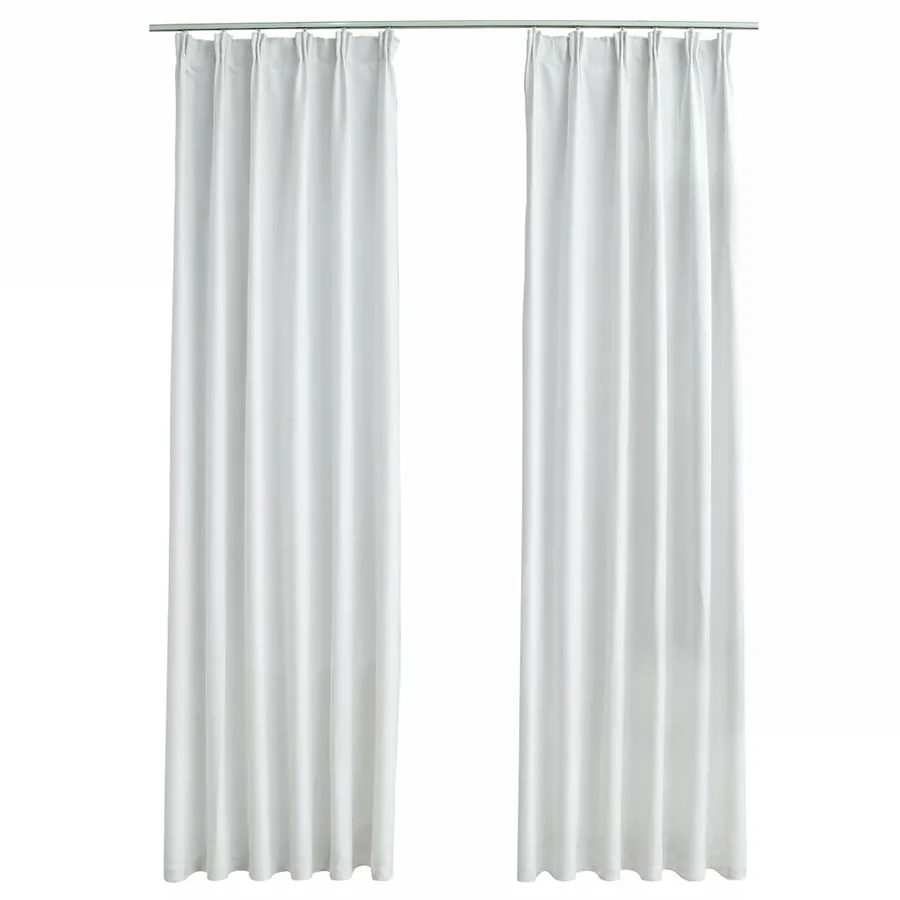Rideaux occultants avec crochets 2 pcs Blanc cassé 140x175 cm - 2