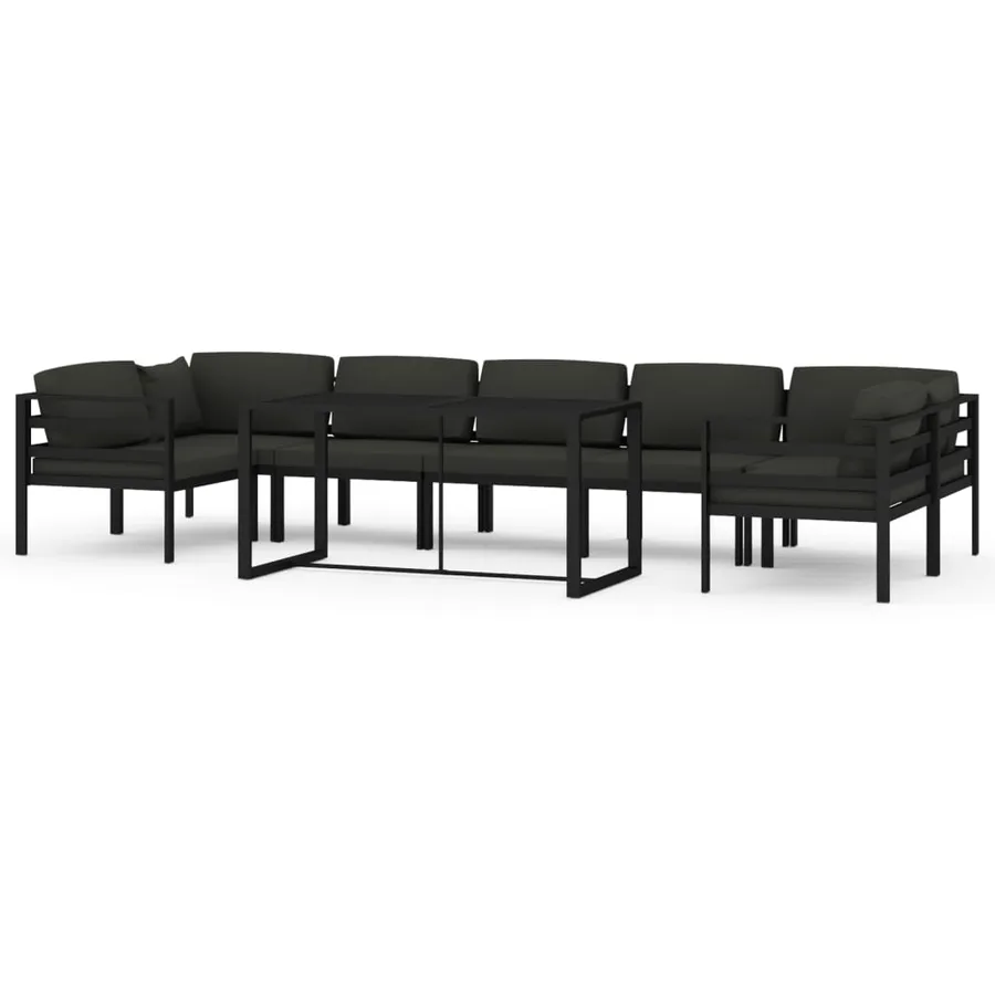 Salon de jardin 8 pcs avec coussins Aluminium Anthracite - 2