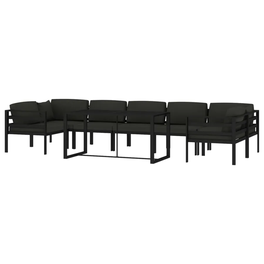 Salon de jardin 8 pcs avec coussins Aluminium Anthracite - 3