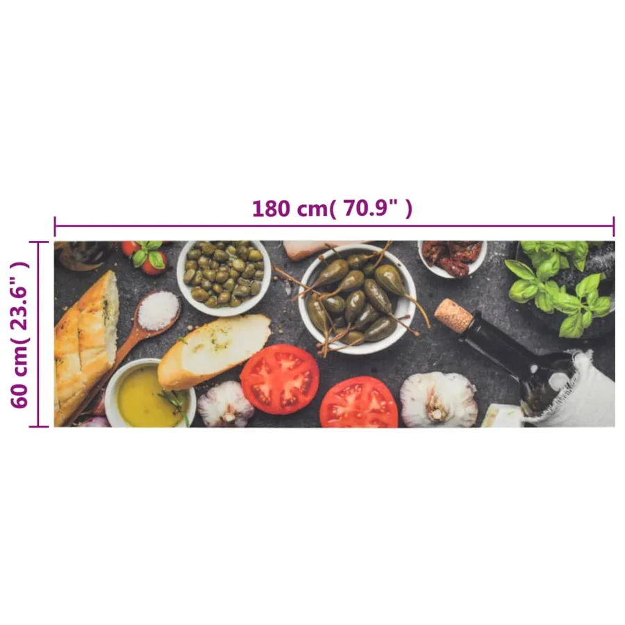 Tapis de cuisine lavable impression vin dîner 60x180 cm velours - 5