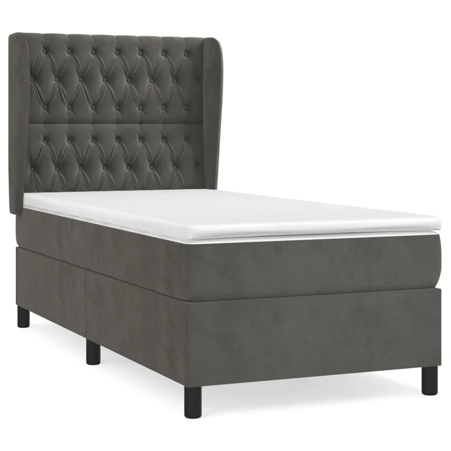 Sommier à lattes de lit et matelas Gris foncé 90x200 cm Velours - 2