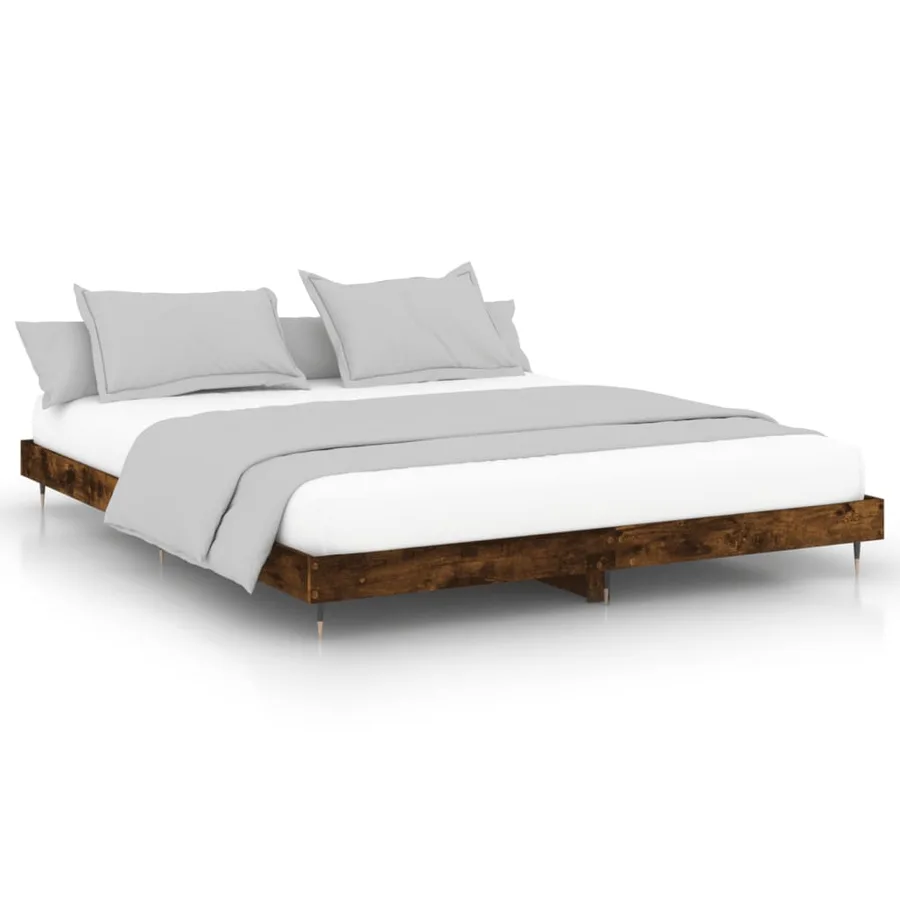 Cadre de lit sans matelas chêne fumé 200x200 cm bois ingénierie - 2