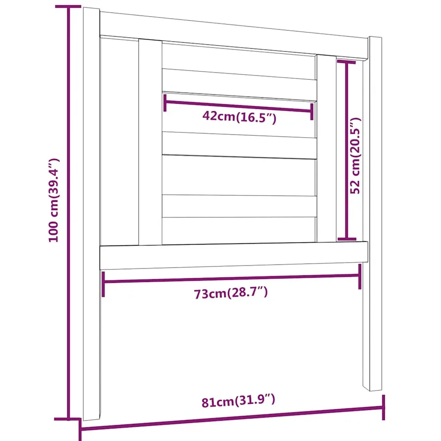 Tête de lit Gris 81x4x100 cm Bois massif de pin - 6