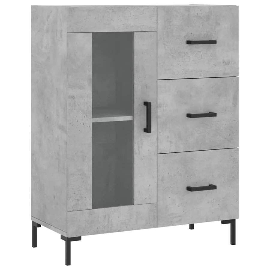 Buffet haut Gris béton 69,5x34x180 cm Bois d'ingénierie - 7