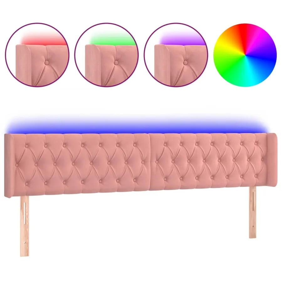 Tête de lit à LED Rose 203x16x78/88 cm Velours - 2
