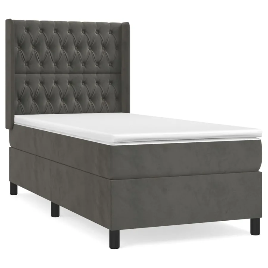 Sommier à lattes de lit et matelas Gris foncé 90x190 cm Velours - 2