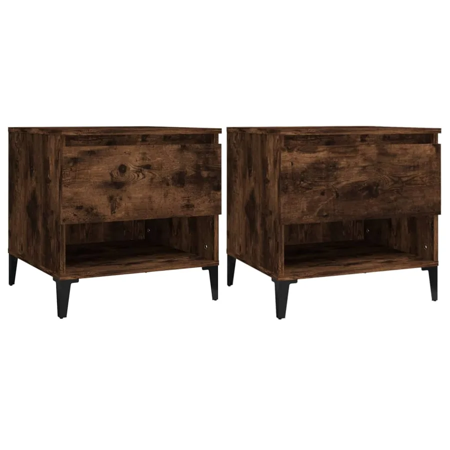 Tables d'appoint 2 pcs Chêne fumé 50x46x50 cm Bois ingénierie - 2