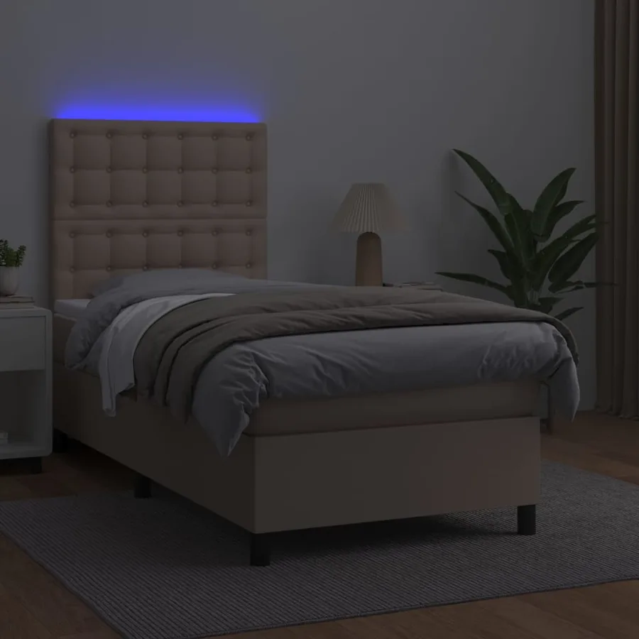 Sommier à lattes de lit avec matelas LED Cappuccino 100x200 cm - 4