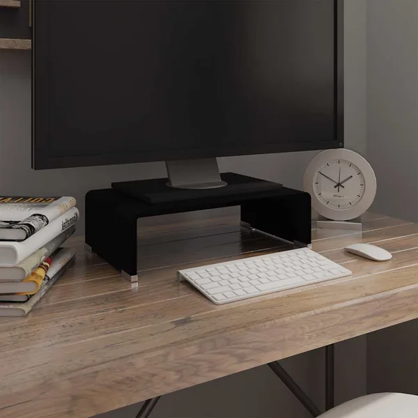Meuble TV/support pour moniteur 40x25x11 cm verre noir