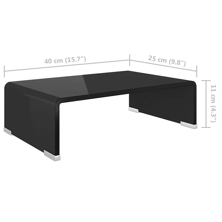 Meuble TV/support pour moniteur 40x25x11 cm verre noir - 6