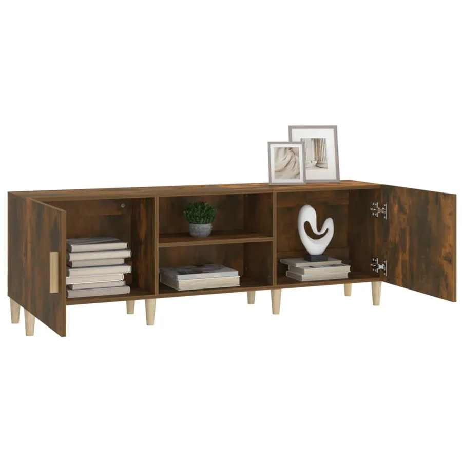 Meuble TV Chêne fumé 150x30x50 cm Bois d'ingénierie - 4