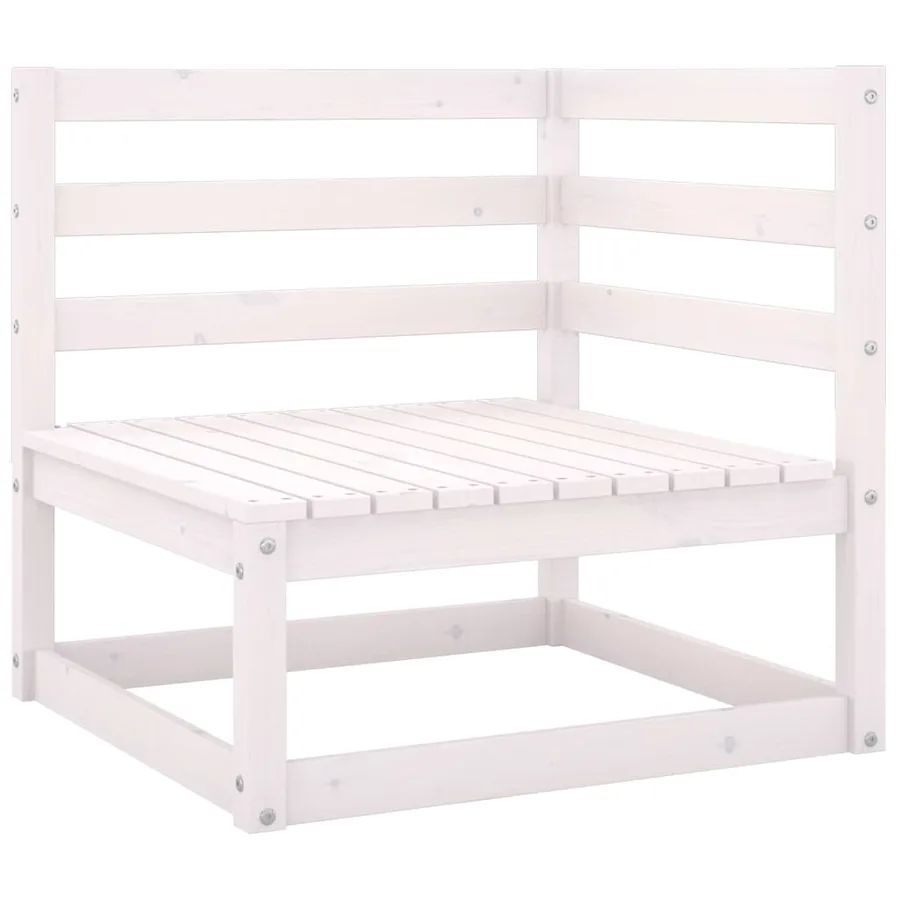 Salon de jardin 7 pcs Blanc Bois de pin massif - 4