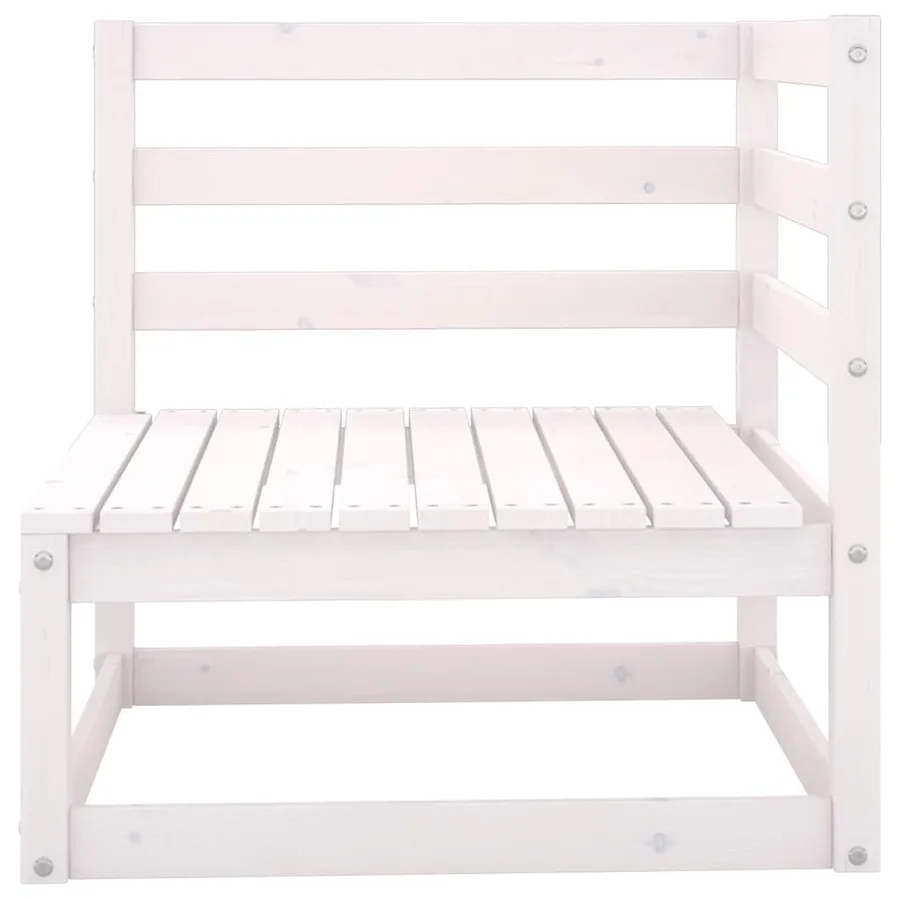 Salon de jardin 7 pcs Blanc Bois de pin massif - 5