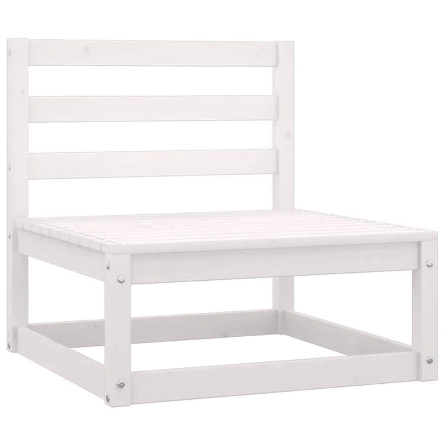 Salon de jardin 7 pcs Blanc Bois de pin massif - 6