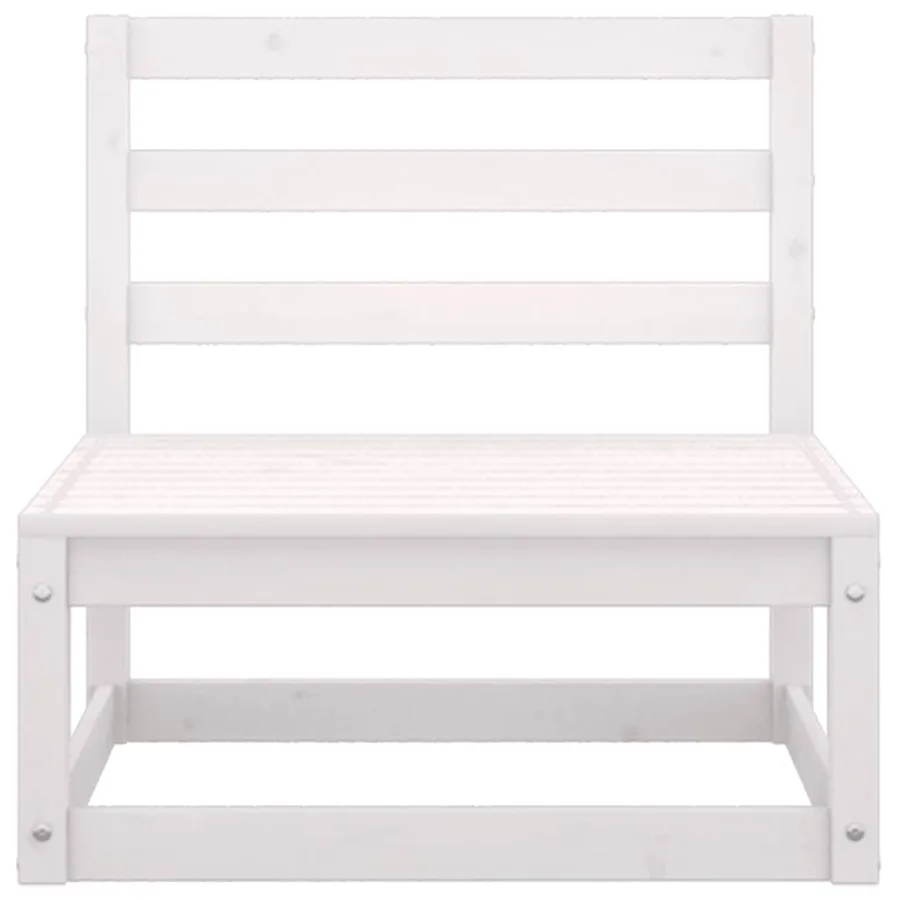 Salon de jardin 7 pcs Blanc Bois de pin massif - 7